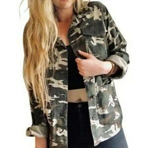 Sanctuary Camo Utility Jacket Shacket-Large-Pockets-Unlined-Lightweight-Street